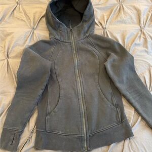 Faded Black Scuba Hoodie Full Zip Jacket